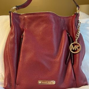 Michael Kors red leather shoulder bag